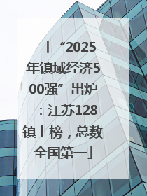 “2025年镇域经济500强”出炉：江苏128镇上榜，总数全国第一