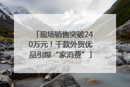 现场销售突破240万元！千款外贸优品引爆“家消费”