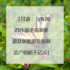 甘肃：力争2025年底全省新能源及新能源装备制造产值超千亿元
