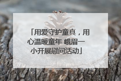 用爱守护童真，用心温暖童年 峨眉一小开展慰问活动