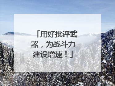 用好批评武器，为战斗力建设增速！