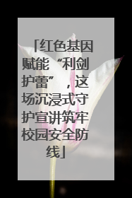 红色基因赋能“利剑护蕾”，这场沉浸式守护宣讲筑牢校园安全防线