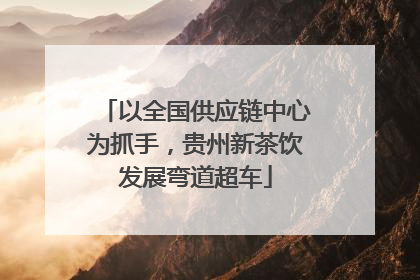 以全国供应链中心为抓手，贵州新茶饮发展弯道超车