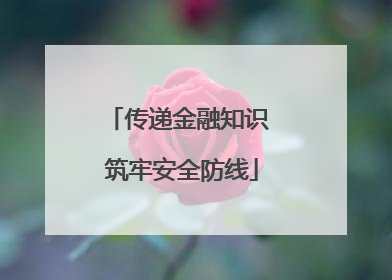 传递金融知识 筑牢安全防线