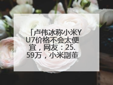 卢伟冰称小米YU7价格不会太便宜，网友：25.59万，小米副董事：不行！