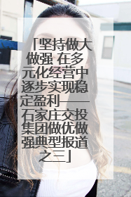 坚持做大做强 在多元化经营中逐步实现稳定盈利——石家庄交投集团做优做强典型报道之三