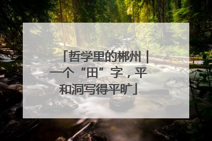 哲学里的郴州｜一个“田”字，平和洞写得平旷