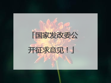 国家发改委公开征求意见！