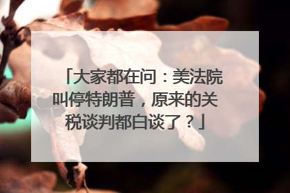 大家都在问：美法院叫停特朗普，原来的关税谈判都白谈了？