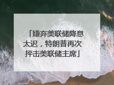 嫌弃美联储降息太迟，特朗普再次抨击美联储主席