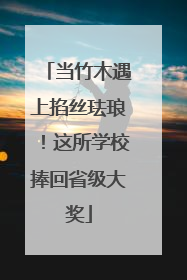 当竹木遇上掐丝珐琅！这所学校捧回省级大奖