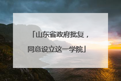 山东省政府批复，同意设立这一学院