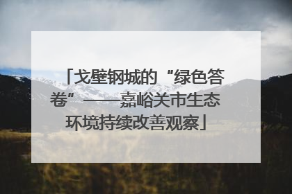 戈壁钢城的“绿色答卷”——嘉峪关市生态环境持续改善观察