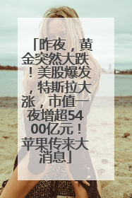 昨夜，黄金突然大跌！美股爆发，特斯拉大涨，市值一夜增超5400亿元！苹果传来大消息