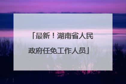 最新！湖南省人民政府任免工作人员