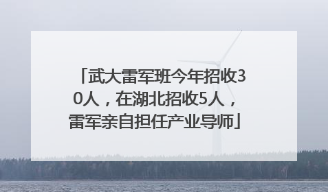 武大雷军班今年招收30人，在湖北招收5人，雷军亲自担任产业导师