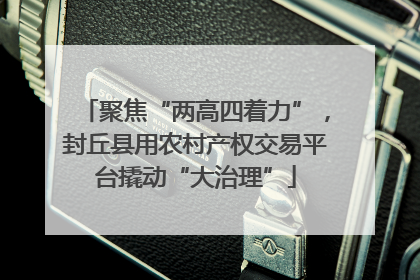 聚焦“两高四着力”，封丘县用农村产权交易平台撬动“大治理”