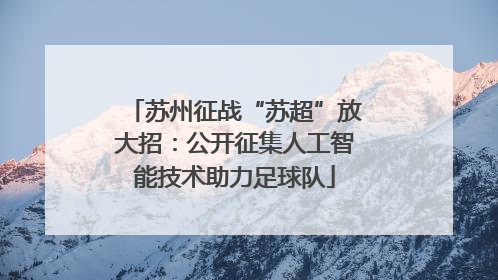苏州征战“苏超”放大招：公开征集人工智能技术助力足球队