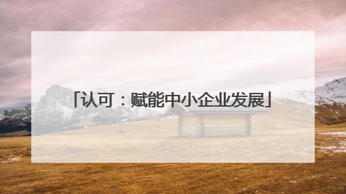 认可：赋能中小企业发展
