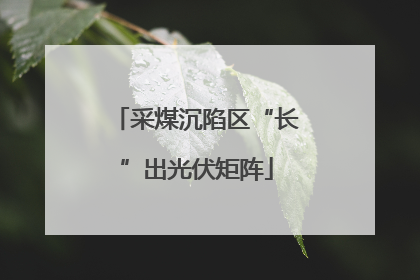 采煤沉陷区“长”出光伏矩阵