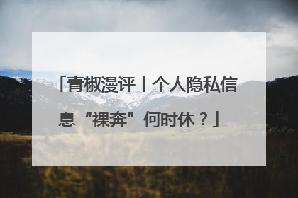 青椒漫评丨个人隐私信息“裸奔”何时休？