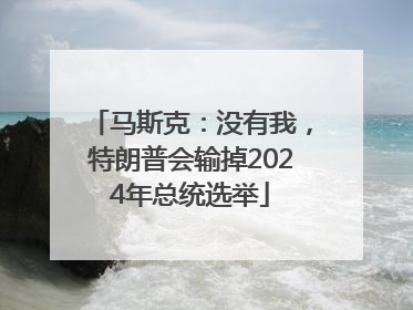 马斯克：没有我，特朗普会输掉2024年总统选举