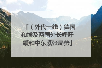 （外代一线）德国和埃及两国外长呼吁缓和中东紧张局势
