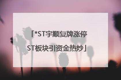 *ST宇顺复牌涨停 ST板块引资金热炒